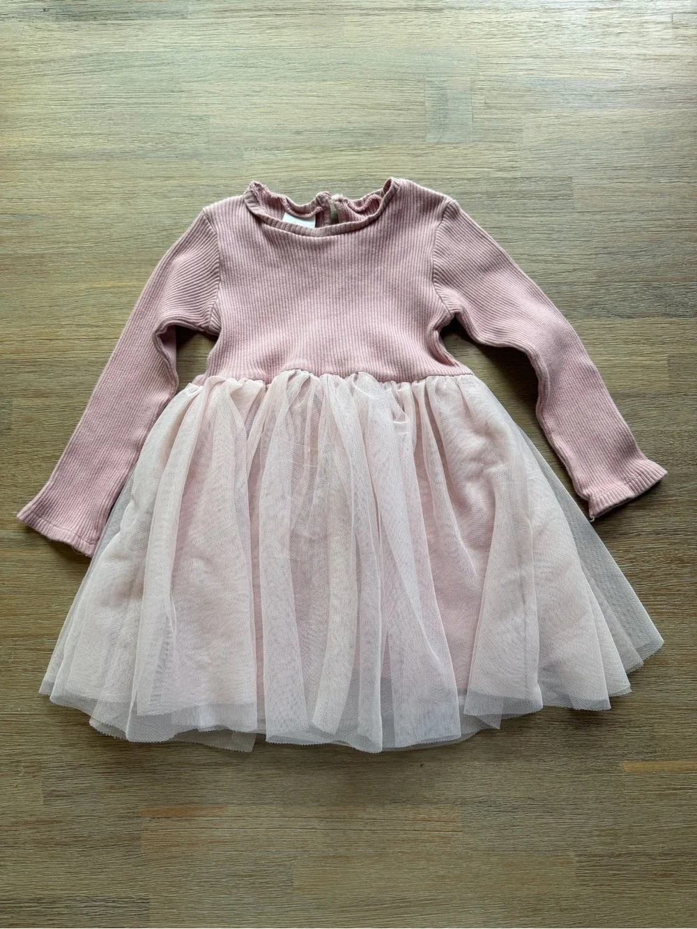 ZARA | Girls' Pink Tulle Rib Knit Dress | 5y